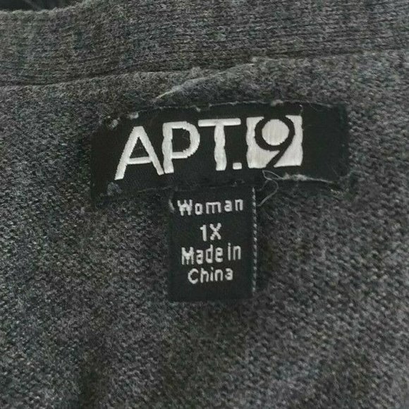 Apt.9 Womens Gray Button Up Cardigan With Rhinestone Embellished Pockets Size XL - Picture 6 of 6